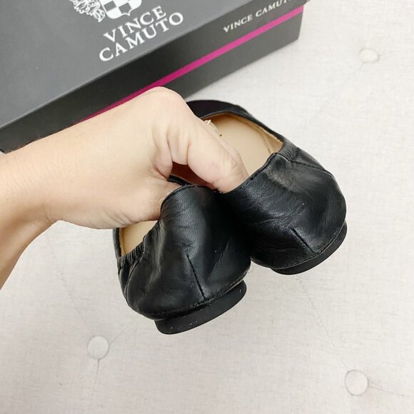VINCE CAMUTO Ellen Soft Black Nappa Silk Leather Ballet Flats 6 - Picture 2 of 3